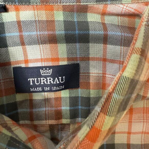 Turrau Mens Button Down Plaid Shirt SZ S Spain Cotton Fall Quality Casual - Picture 3 of 8
